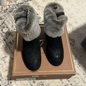 Ash Yorki Wedge Black Suede Fleece Lined Boots